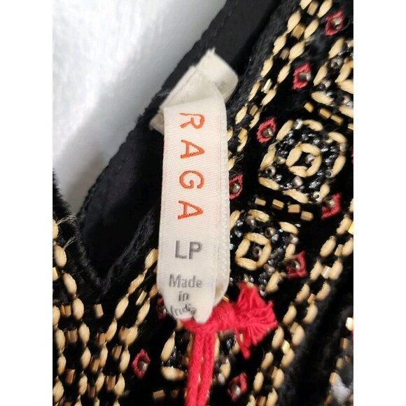 Anthropologie Raga Shenia Embroidered Sleeveless Maxi Dress Size LP Velvet Beads - Picture 3 of 9